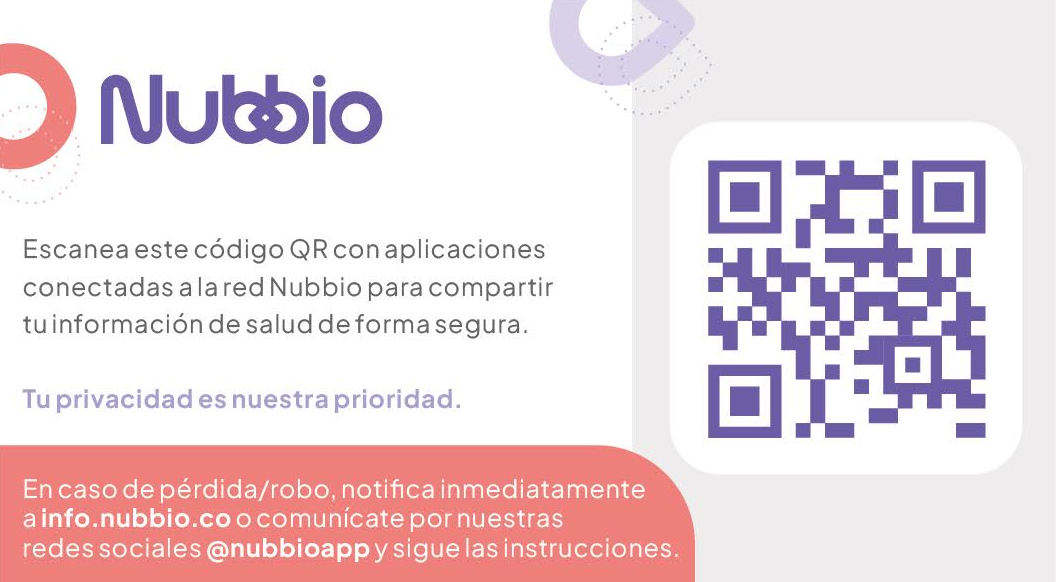 Tarjeta ID Salud de Nubbio Reverso